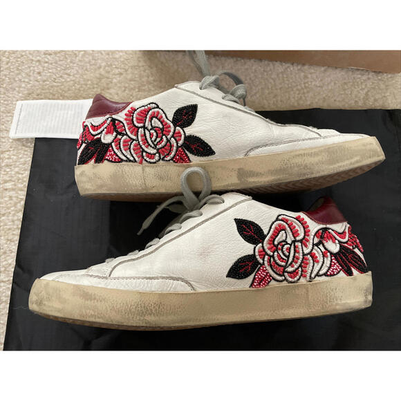 HTF Women’s Golden Goose Super Star Embroidered Embellished Sneakers size 38 - Picture 5 of 12